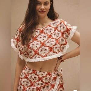 NWT Farm Rio Size M Summer Beach Blouse Ivory